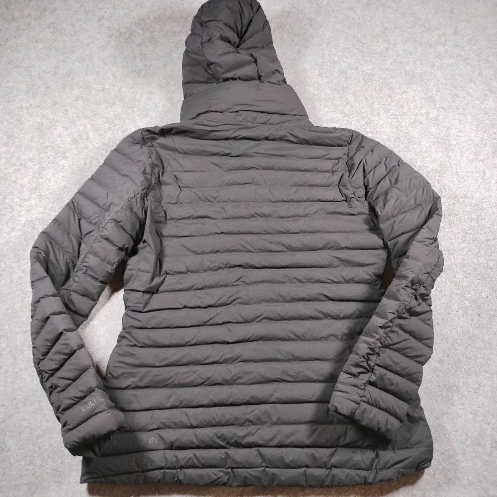 Lululemon Pack It Down Jacket Women's Size 10 Hooded Puffer Black Goose Down - Picture 9 of 10